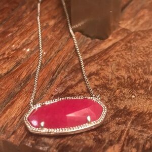 Kendra Scott Elisa Maroon Jade Rhodium Necklace